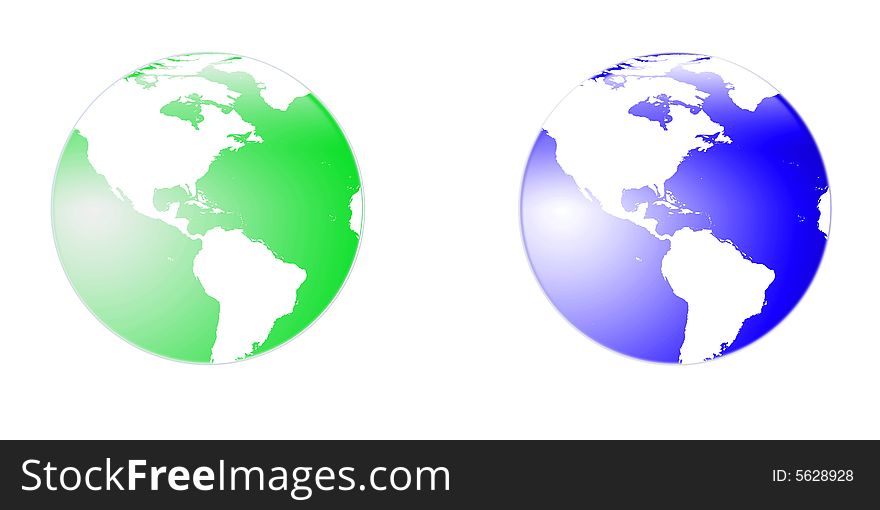 Image of globe in green and blue.