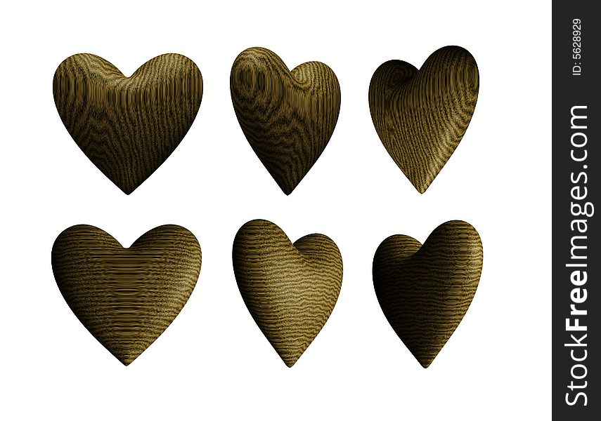 Wooden Heart Solid Wood Isolated