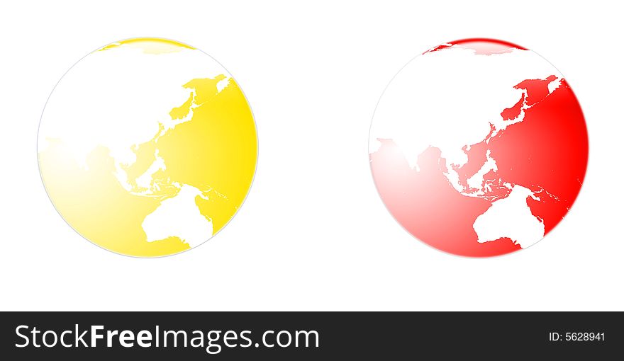 Image of globe in yellow and red.