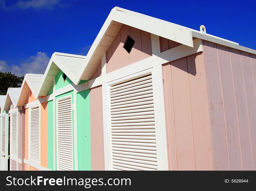 Summer colorful beach huts