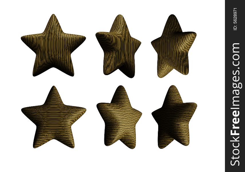 Wooden Star Solid Wood Isolated