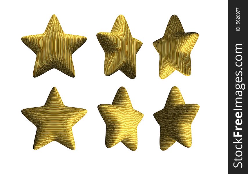 Render of wooden stars with different angles, computer generated pattern and fine wood texture. Render of wooden stars with different angles, computer generated pattern and fine wood texture.