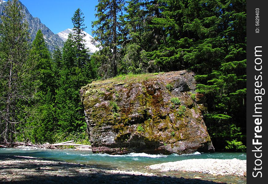 River Avalanche in Glacial national park in Montana