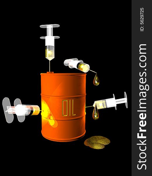 Conceptual image representing an addiction to oil. Conceptual image representing an addiction to oil.
