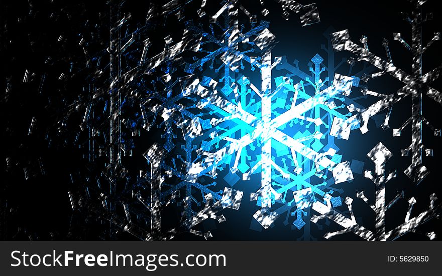 An image of snowflakes falling against a black backdrop with a blue glow in the center. An image of snowflakes falling against a black backdrop with a blue glow in the center.
