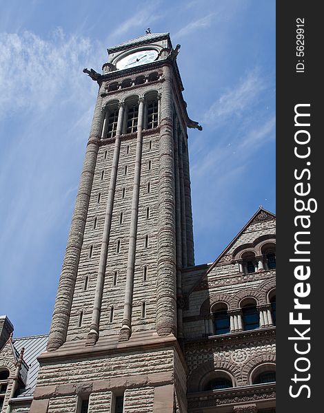 Toronto Old City Hall  Tower from Bay and Queen Corner. Toronto Old City Hall  Tower from Bay and Queen Corner