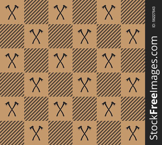 Lumberjack Vector Plaid Pattern With Axes