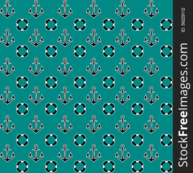 Navy vector pattern with anchors