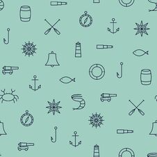 Ship & Sea Line Icons Seamless Pattern Royalty Free Stock Photo Ship & Sea Line Icons Seamless Pattern Royalty Free Stock Photo