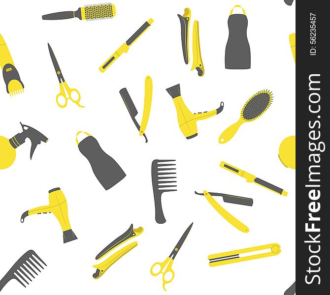 Barber shop seamless vector pattern. Beauty salon flat icons, eps 10