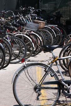 Bicycles On A Parking Stock Photos Bicycles On A Parking Stock Photos