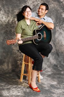 Woman With Guitar. Royalty Free Stock Image Woman With Guitar. Royalty Free Stock Image