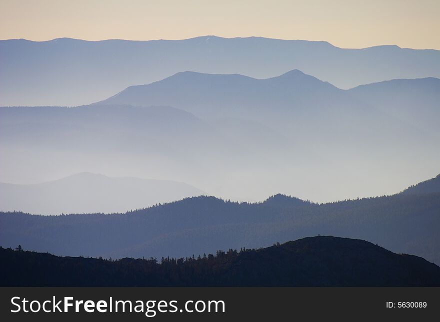 Dusk in the Sierra Nevada Mountains. Dusk in the Sierra Nevada Mountains.