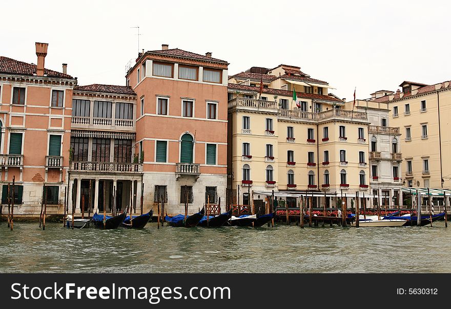 The scenery along the Grand Canal in Venice Italy