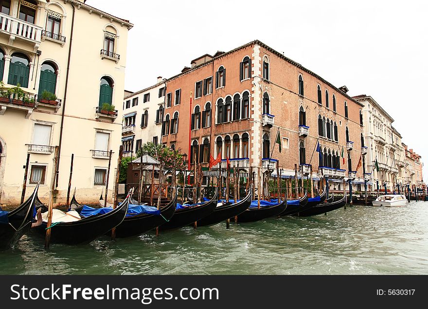 The scenery along the Grand Canal in Venice Italy