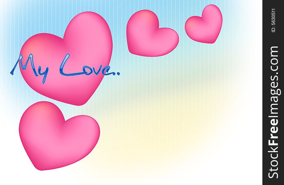 My love in pink hearts line background