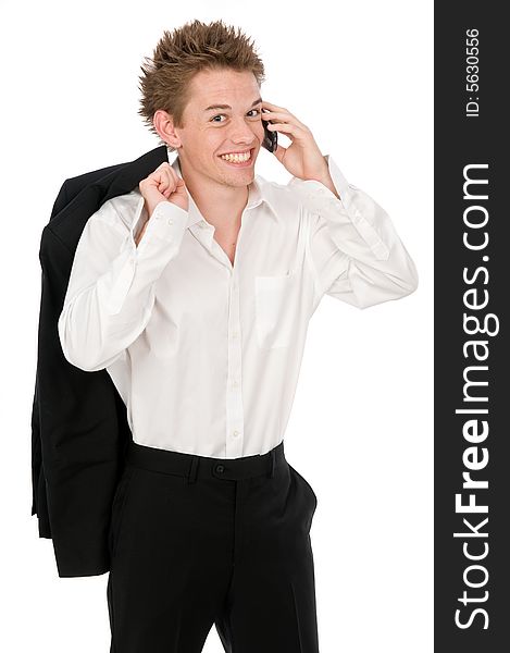 A young businessman on the phone