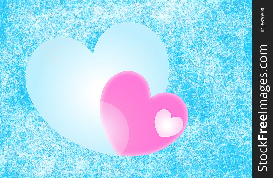 Hearts in grungy cyan background. Hearts in grungy cyan background