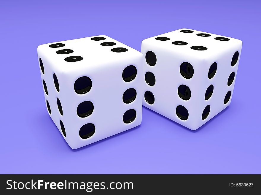 Two success cubes on a blue background of a table in a casino. Two success cubes on a blue background of a table in a casino