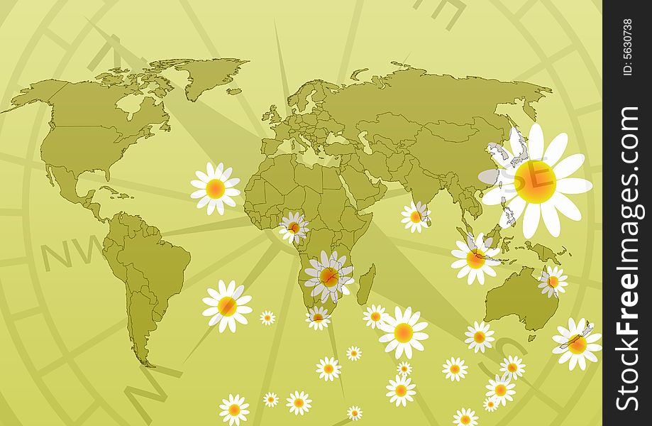 Floral World Map