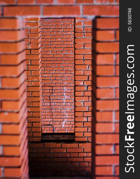 Brick embrasure, red brick arch