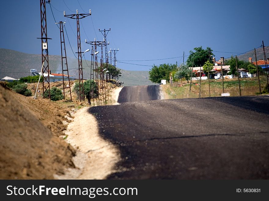 Panorama.Mountain landscape with road - Gokceada,Turkey. Panorama.Mountain landscape with road - Gokceada,Turkey.