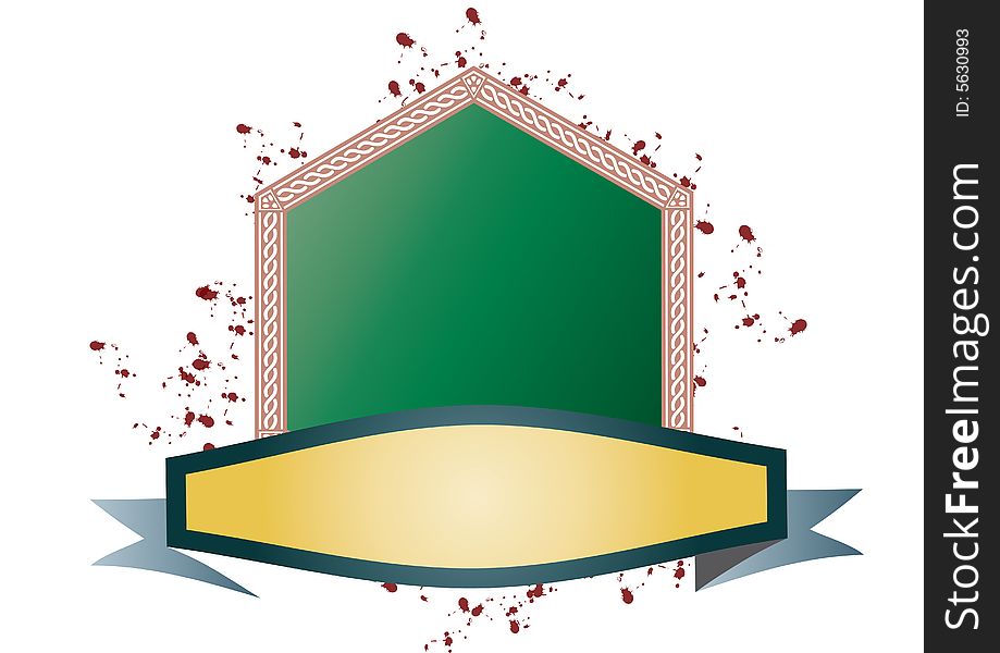 Hexagon frame with banner in blood splashed background