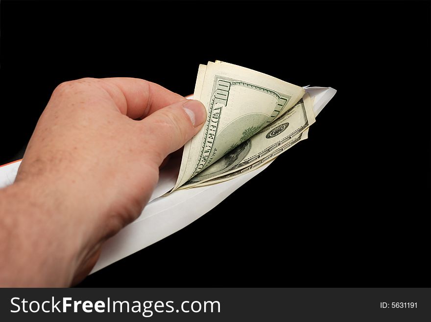 Bribe in an envelope and hand