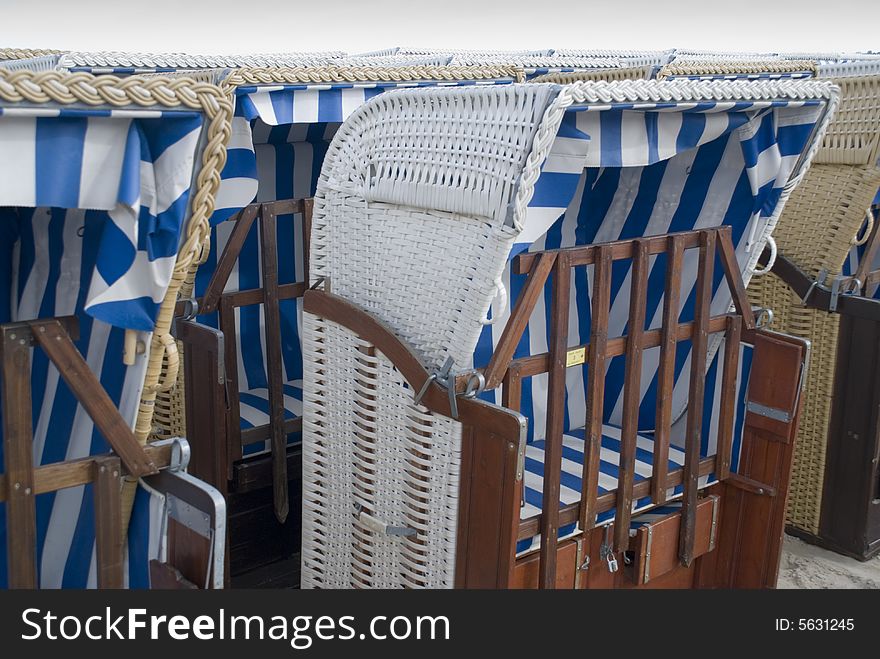 Some beach baskets in travemuende, germany