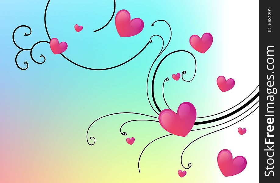 Hearts Floral Background