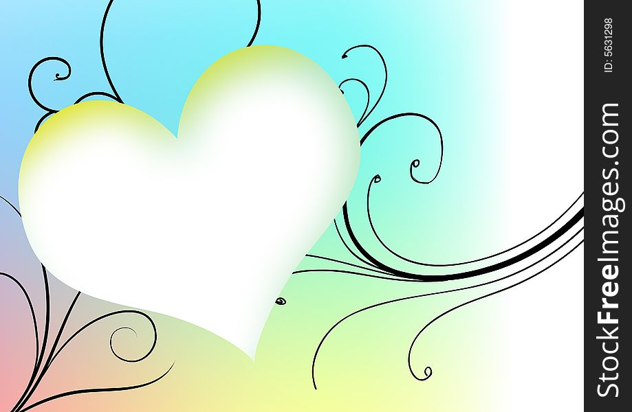 Heart in floral colorful background. Heart in floral colorful background