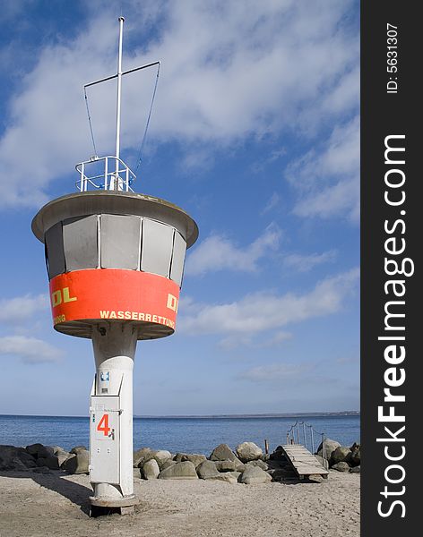 A rescue tower at the beach