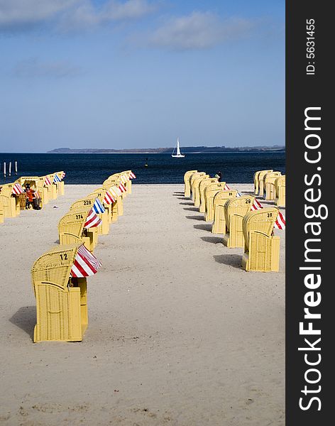 Some beach baskets in travemuende, germany