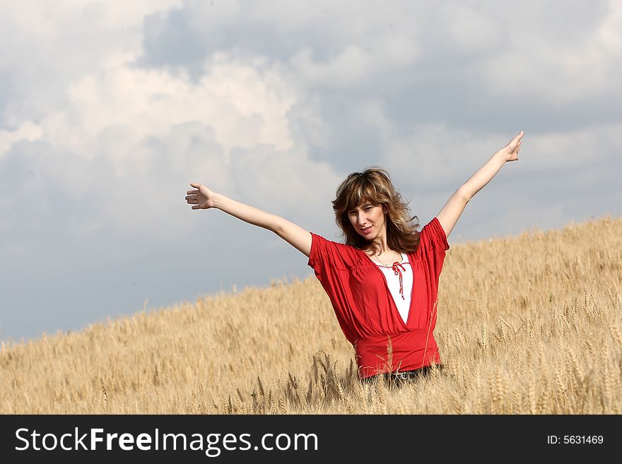 A beautiful girl on the field