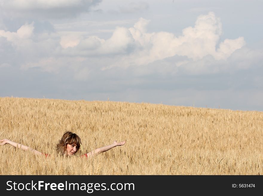 A beautiful girl on the field