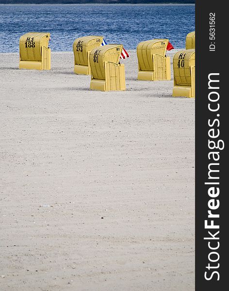 Some beach baskets in travemuende, germany