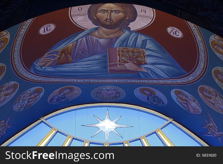 A detail of the cupola in a church. A detail of the cupola in a church