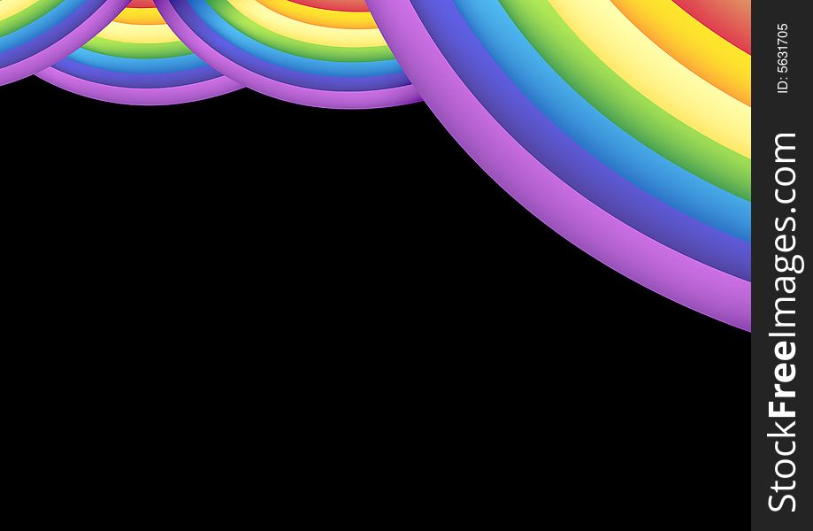 Rainbow stage curtain in black background