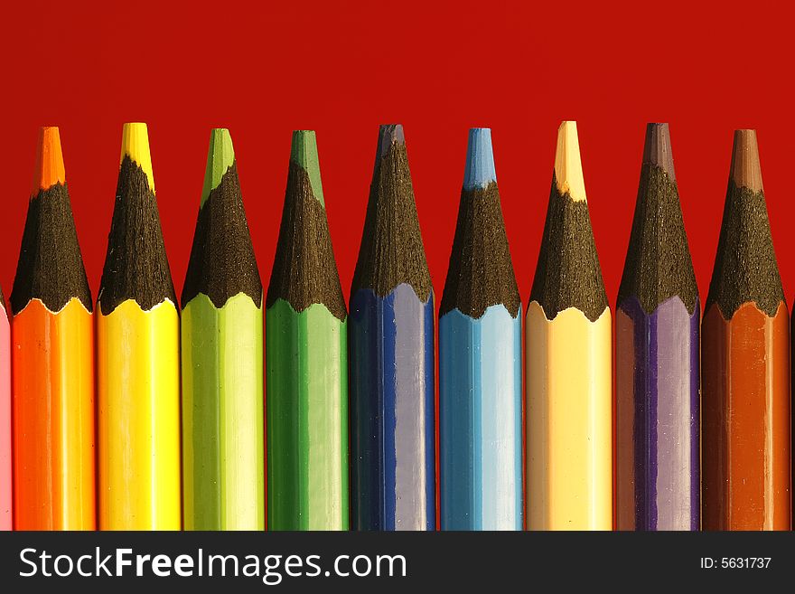 A part of  pencils with a simple  colorful background. A part of  pencils with a simple  colorful background