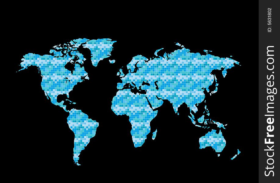 Pattern world map in black background