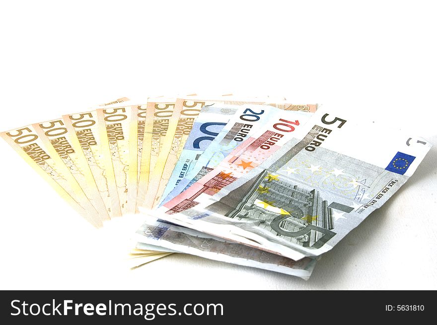 A few different Euro banknotes money