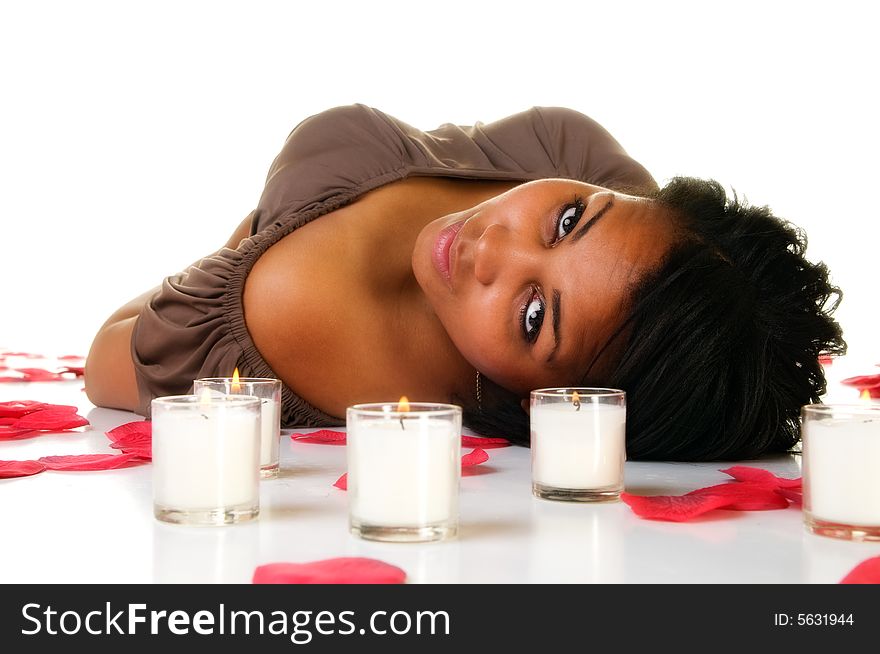 Young black woman in romantic setting
