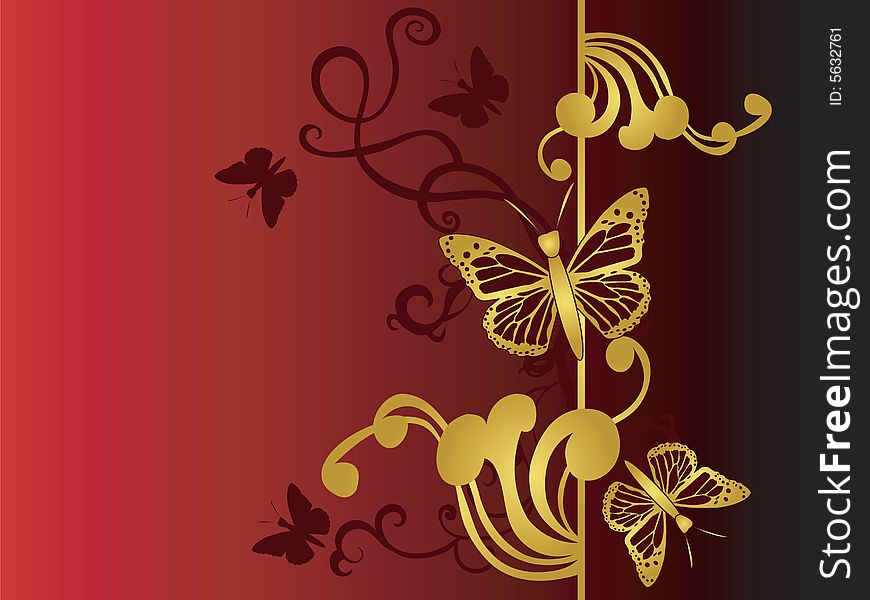 Illustration of a decorative background with butterflies