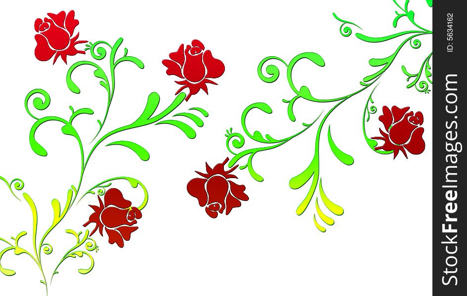Fractal red roses on white background. Fractal red roses on white background