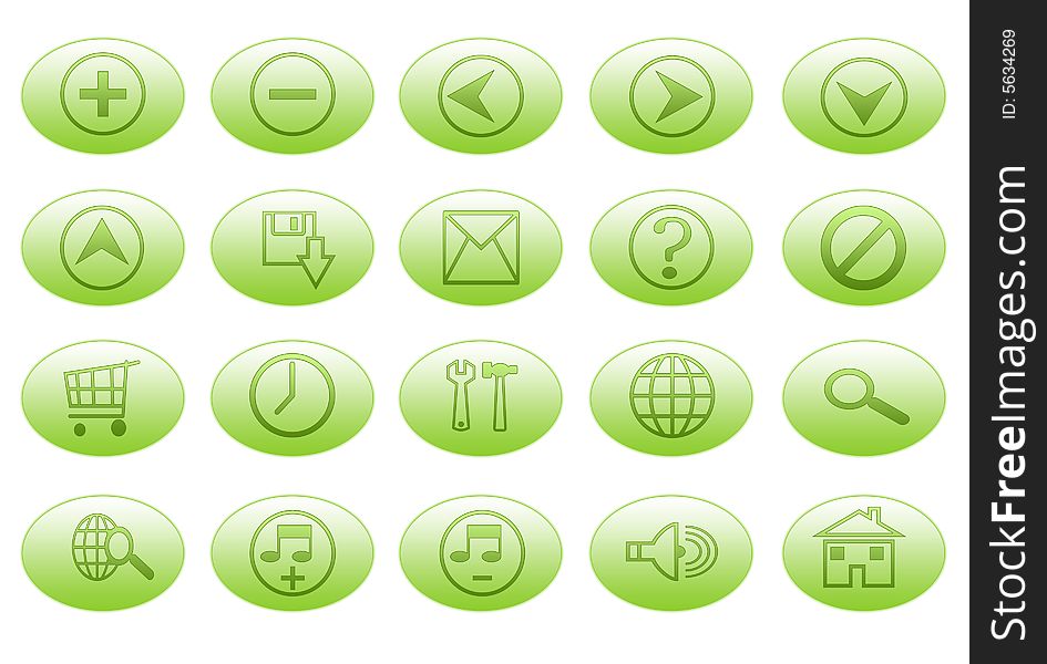Green set of buttons for web design. Green set of buttons for web design