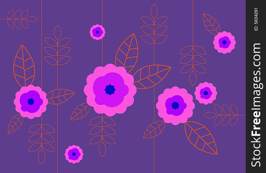 Abstract illustration with flowers. Vector