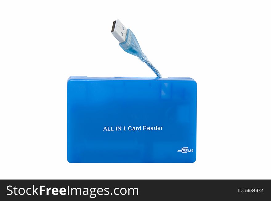 Universal USB 2.0 cardreader device isolated on white. Universal USB 2.0 cardreader device isolated on white