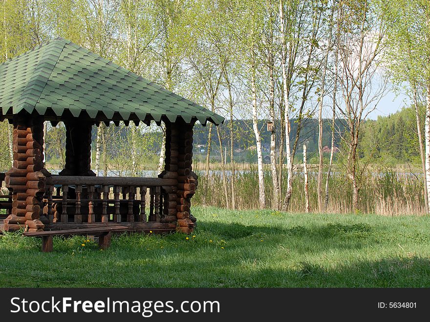 Beautiful place of rest on coast lake. Beautiful place of rest on coast lake