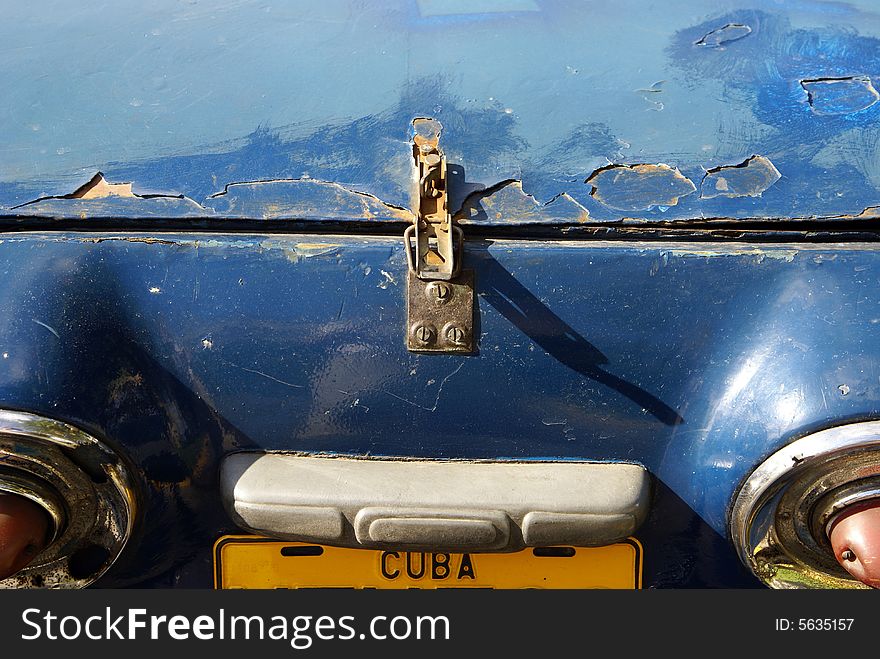 Detail of an typical old car in Havana, Cuba. Detail of an typical old car in Havana, Cuba