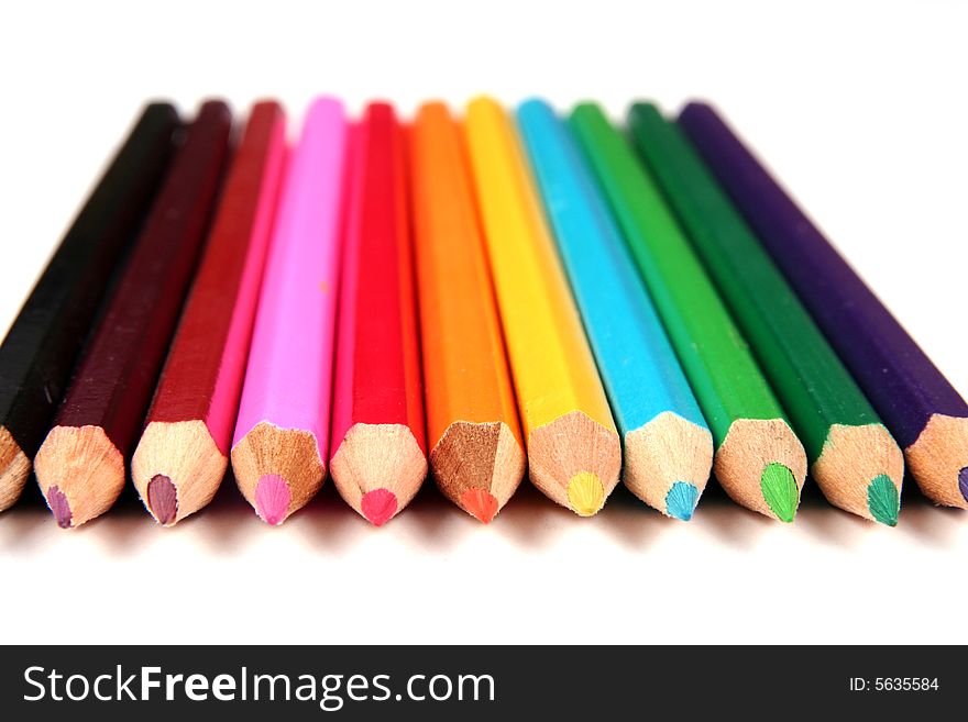 Colour Pencils On White Background